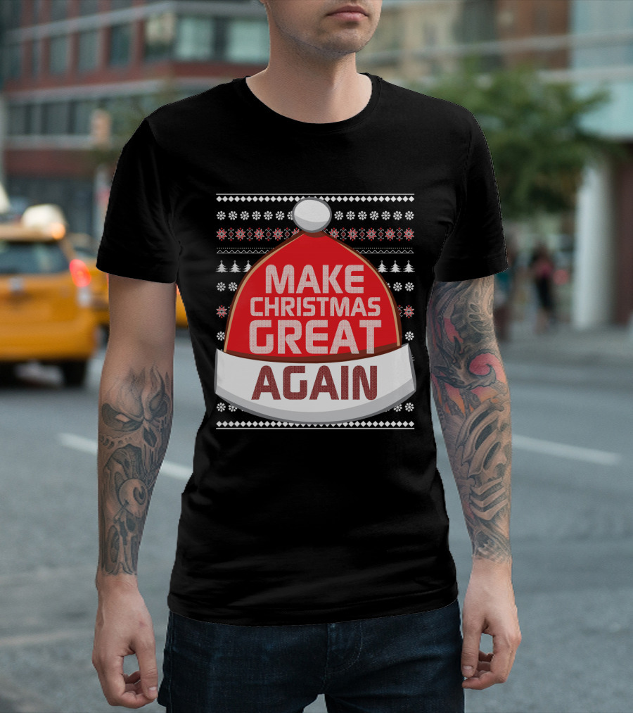 Make Christmas Great Again Santa Hat Snowflake T-Shirt