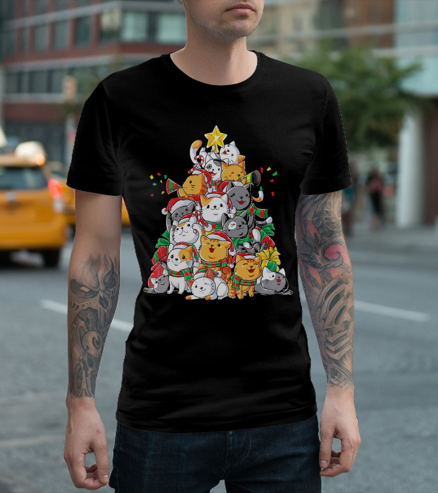 Cat Christmas Tree Meowy Catmas T-Shirt