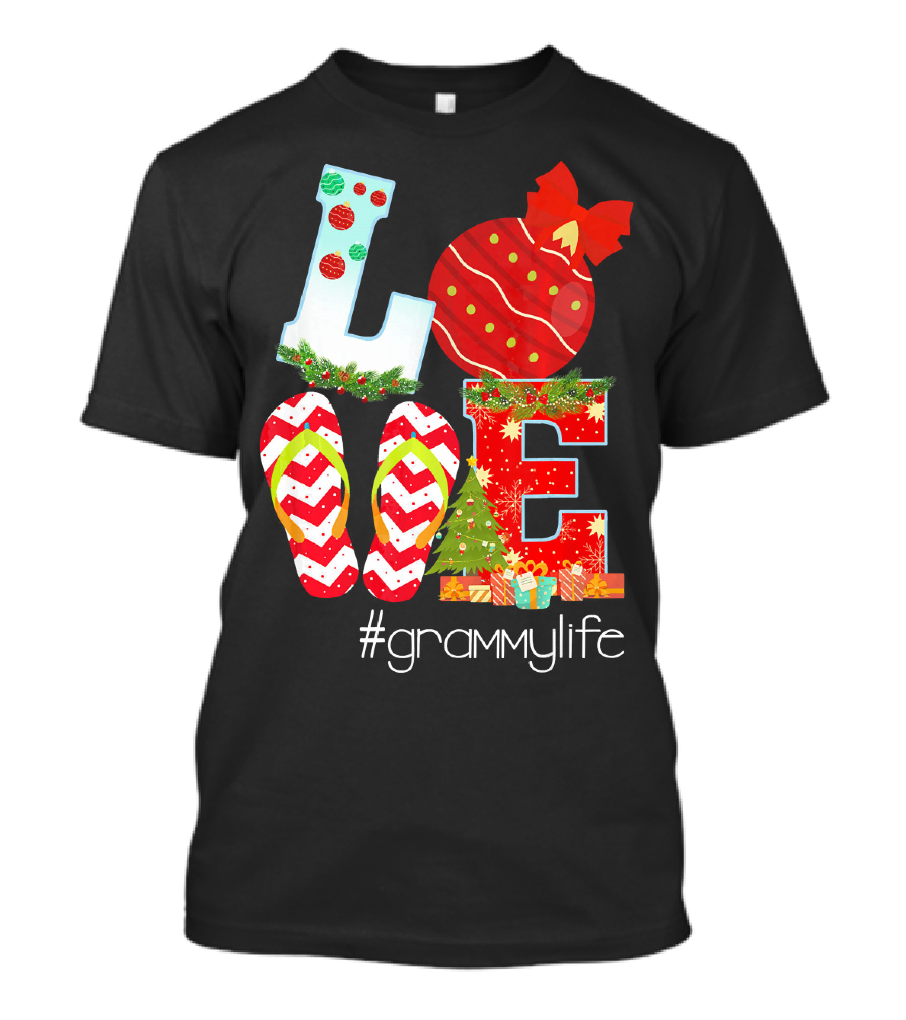 Merry Christmas Love Flip Flops Ornaments #Grammylife Grammy T-Shirt
