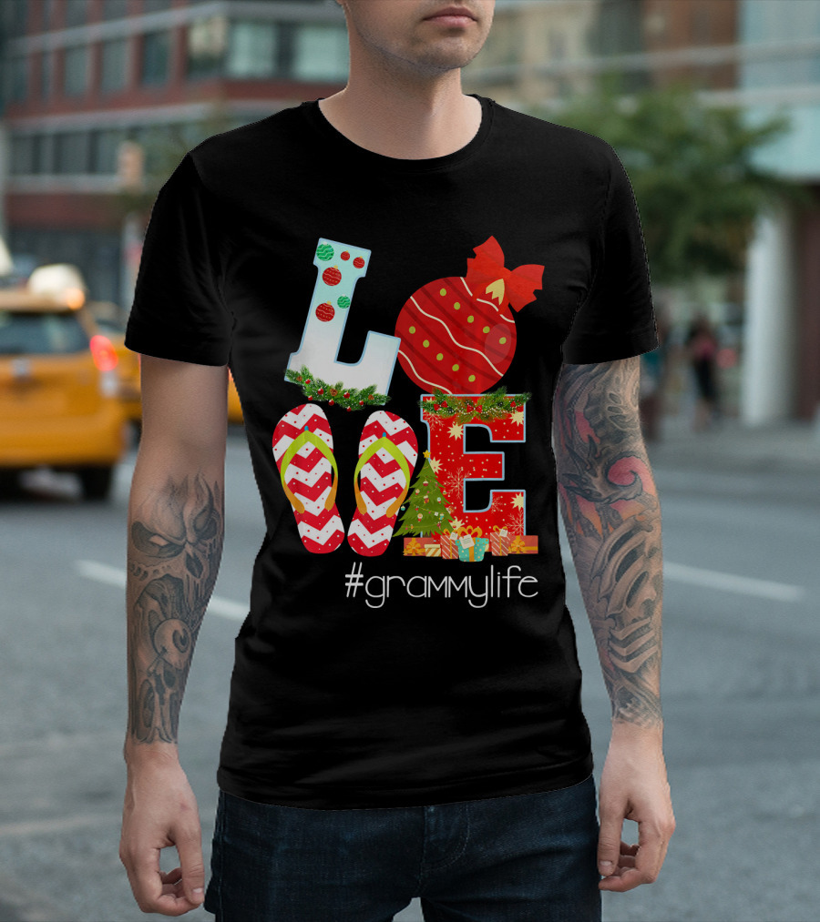 Merry Christmas Love Flip Flops Ornaments #Grammylife Grammy T-Shirt