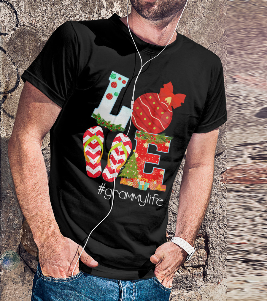 Merry Christmas Love Flip Flops Ornaments #Grammylife Grammy T-Shirt