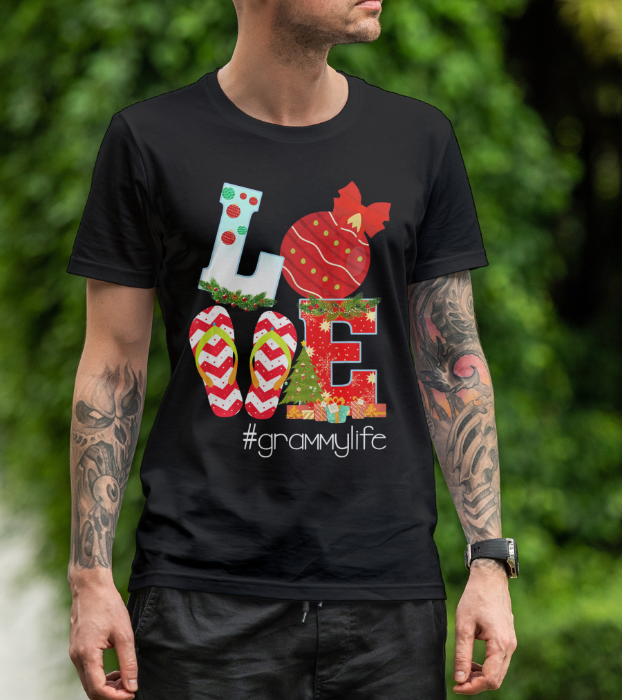 Merry Christmas Love Flip Flops Ornaments #Grammylife Grammy T-Shirt