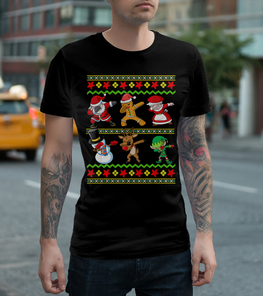 Christmas Kids Santa Dabbing Squad Snowman Gingerbread Mrs Claus Reindeer Elf T-Shirt