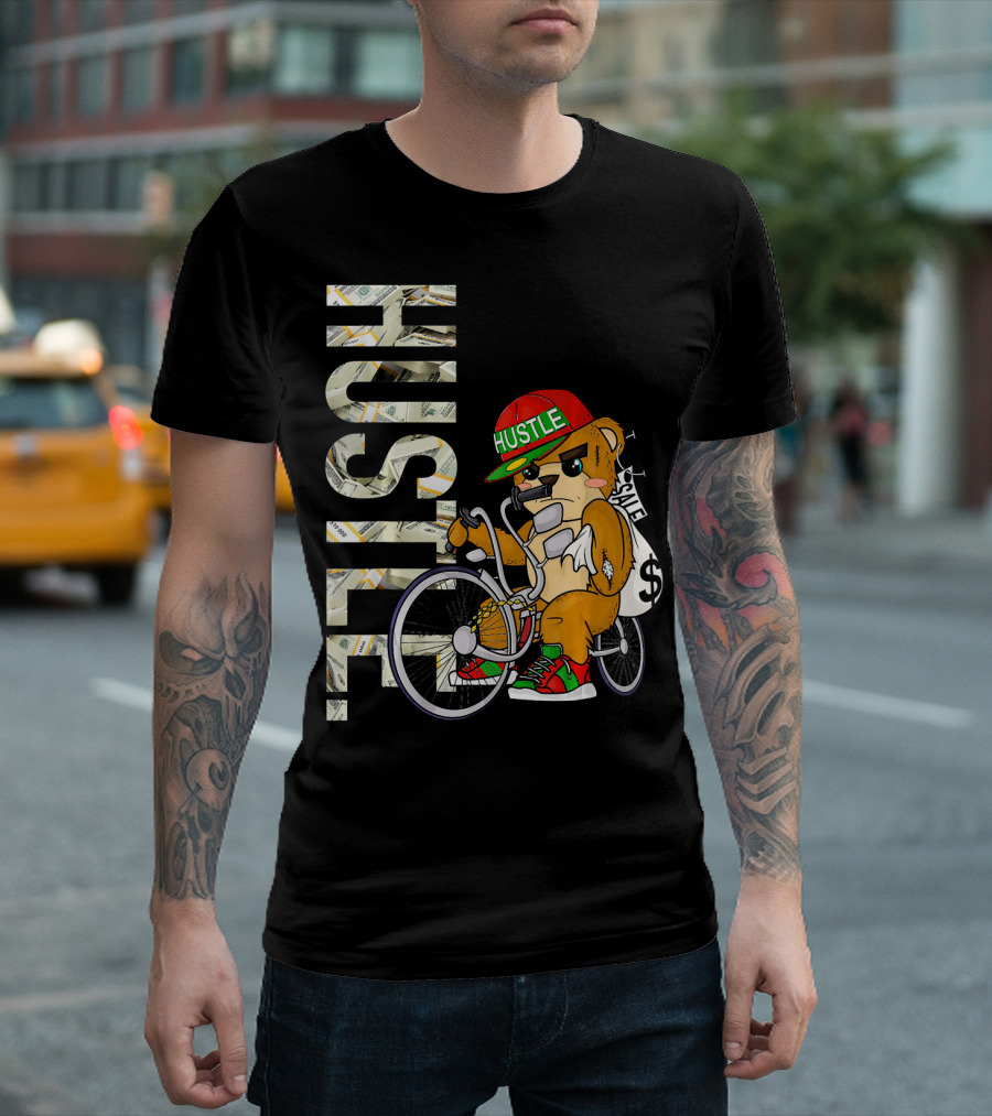 Hustle Teddy Dollar Shades Cap Low Rider Bike T-Shirt