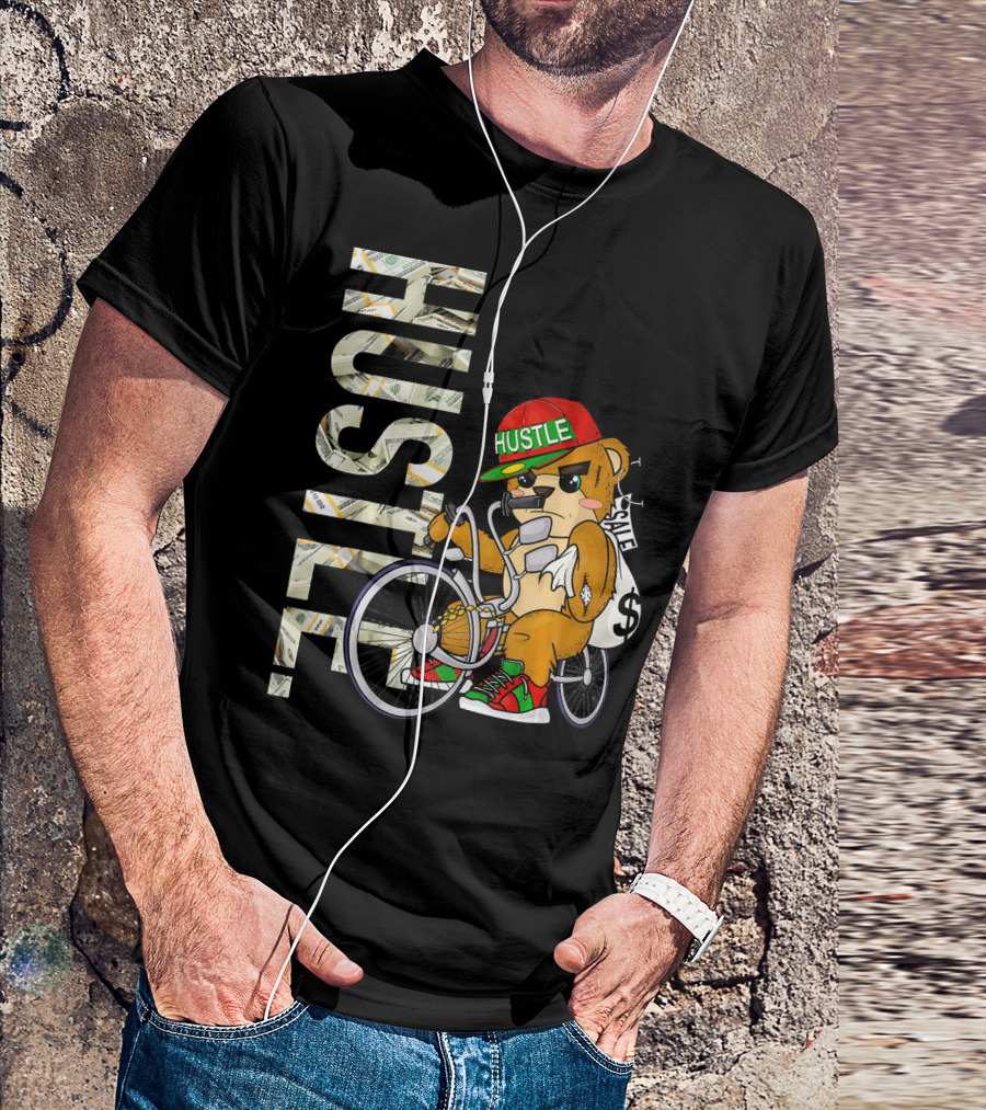 Hustle Teddy Dollar Shades Cap Low Rider Bike T-Shirt