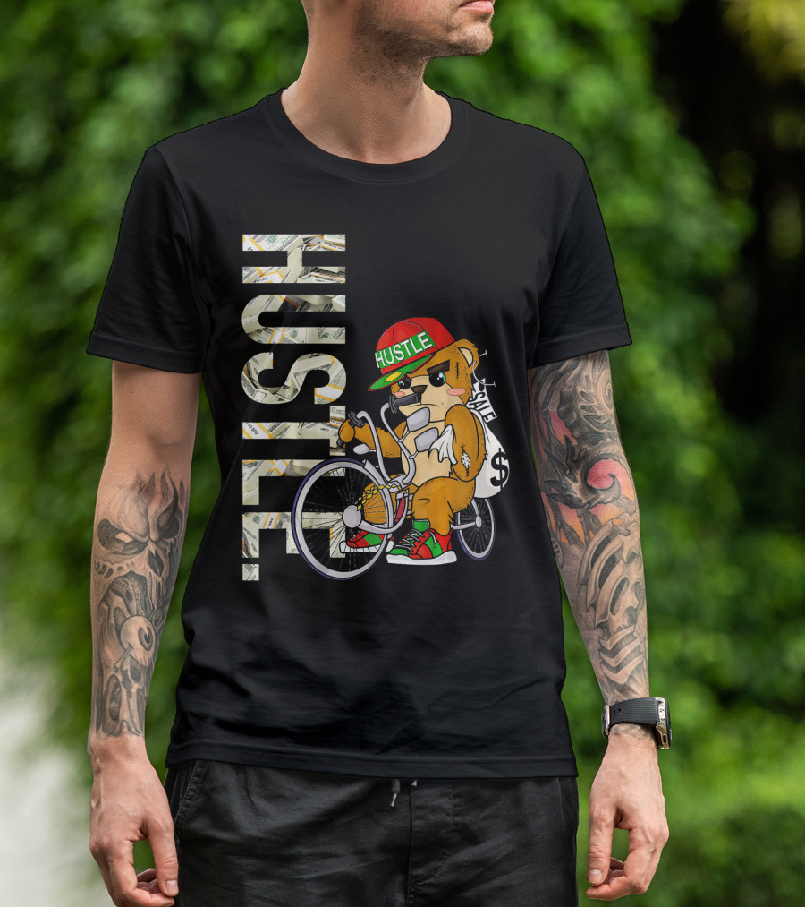 Hustle Teddy Dollar Shades Cap Low Rider Bike T-Shirt