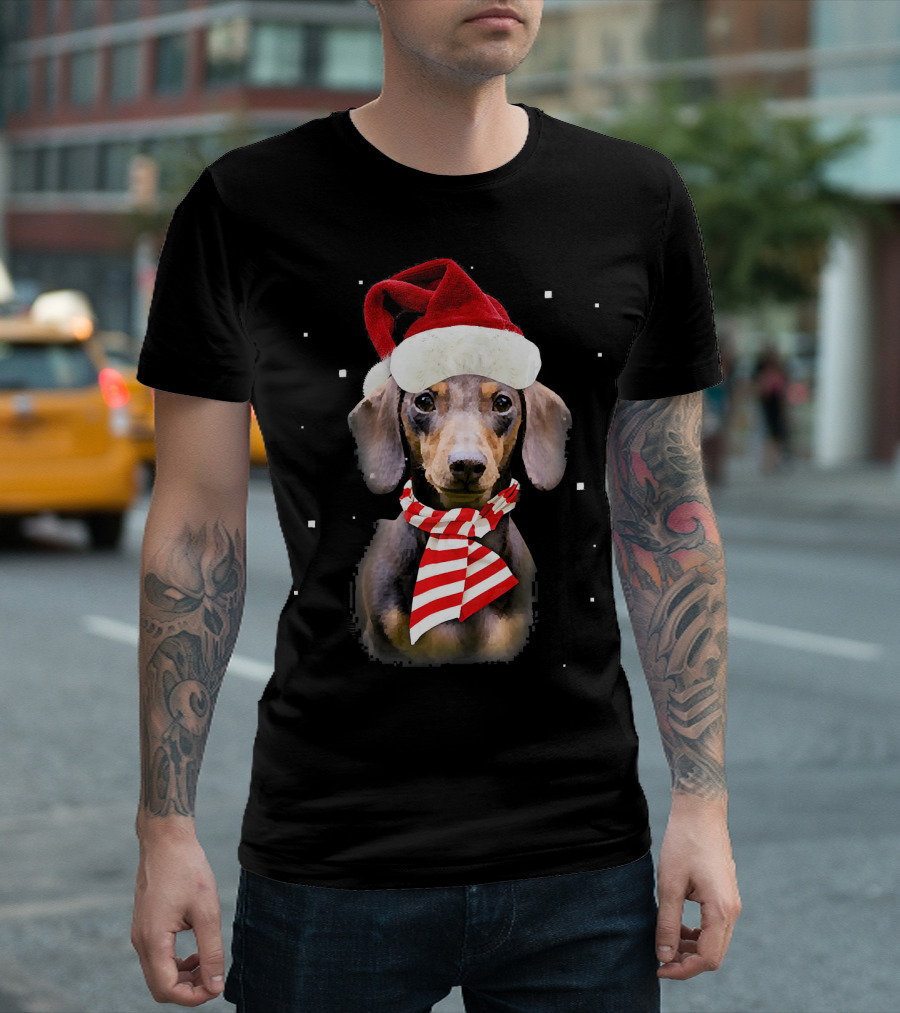 Dachshund Santa Merry Xmas Christmas Sno帽 T-Shirt