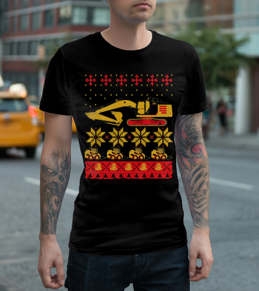 Construction Excavator Christmas T-Shirt