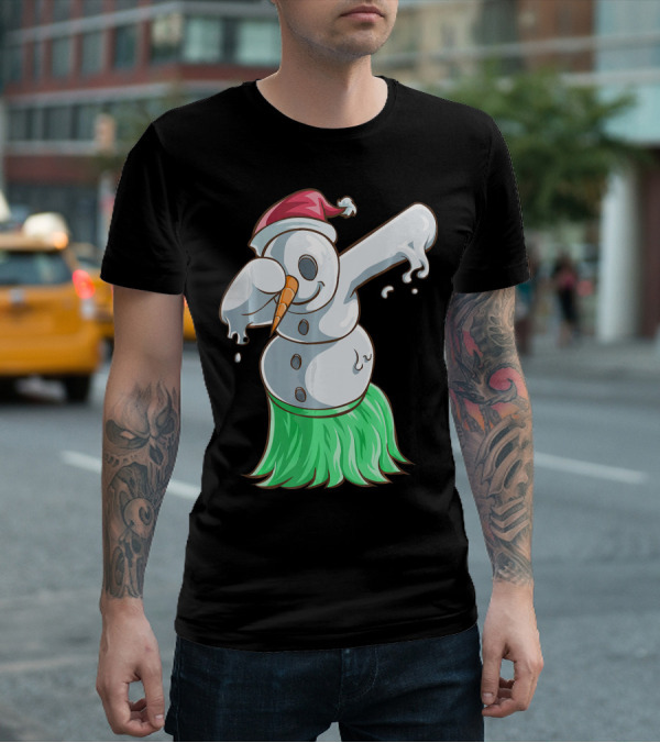Christmas In July Dabbing Snowman Tropical Hula Dance T-Shirt