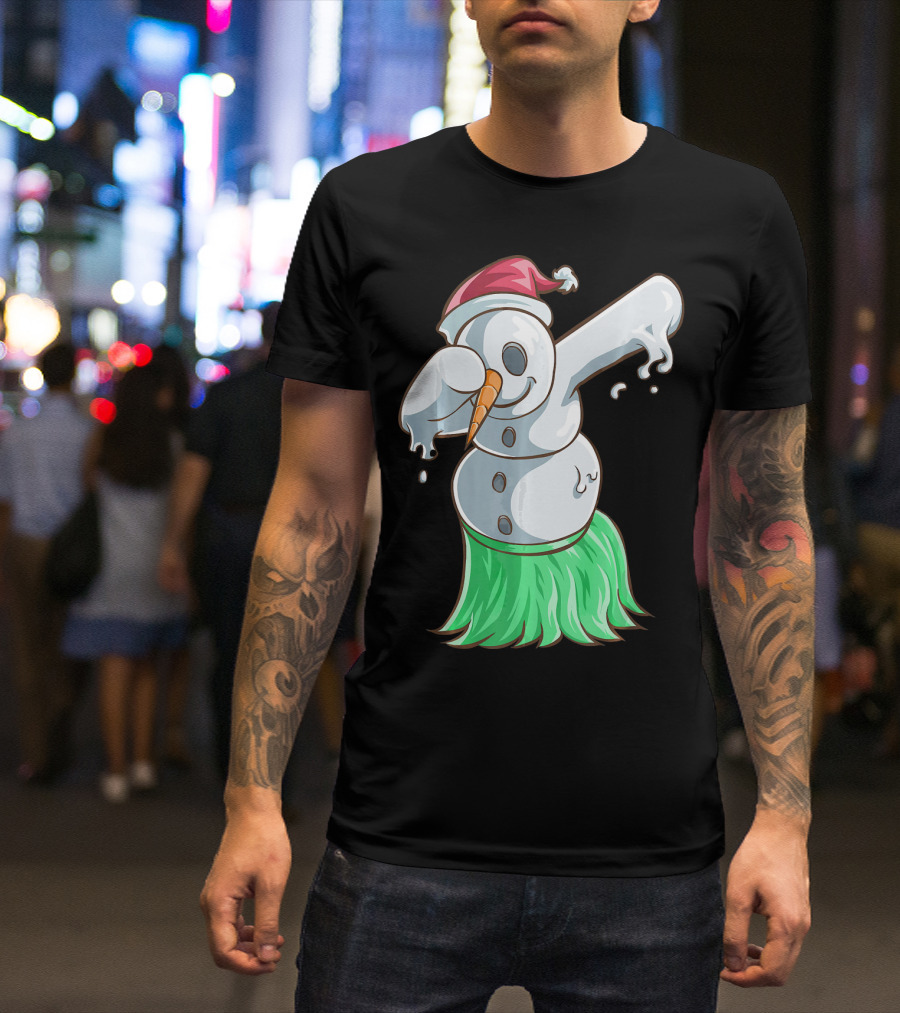 Christmas In July Dabbing Snowman Tropical Hula Dance T-Shirt