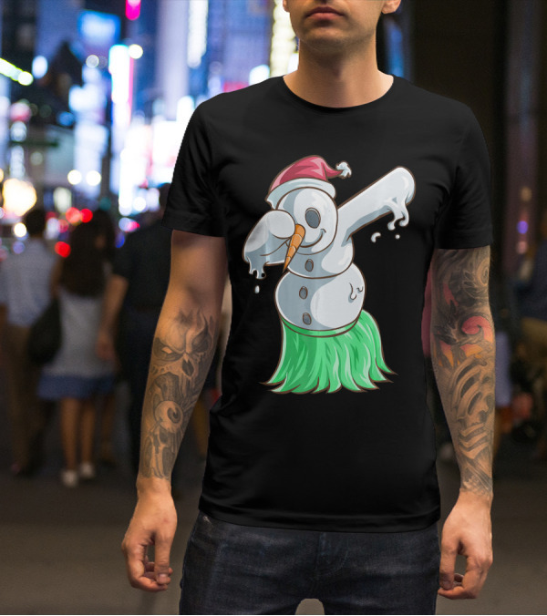 Christmas In July Dabbing Snowman Tropical Hula Dance T-Shirt
