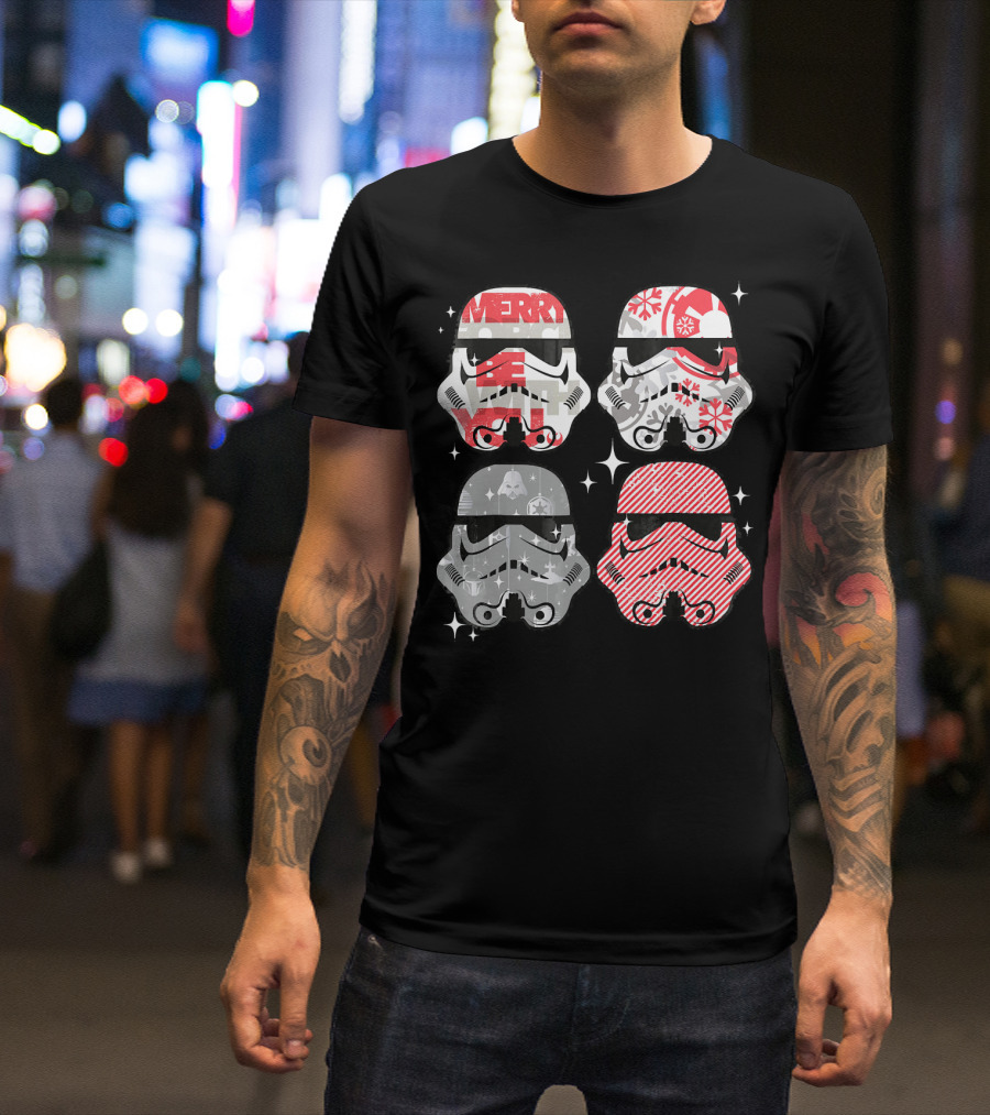 Star Wars Merry Troopers Christmas Snowflakes And Stripes T-Shirt