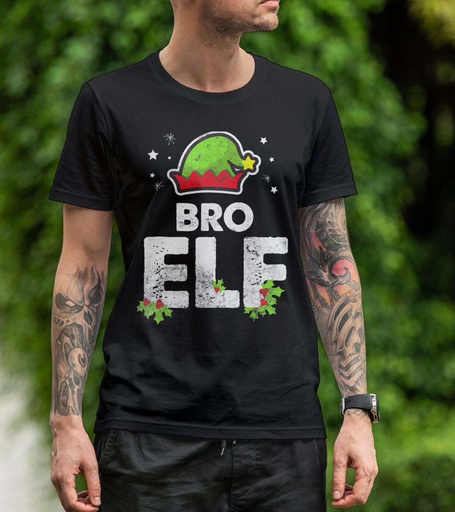 Bro Elf Christmas Family Brother Matching Holiday T-Shirt