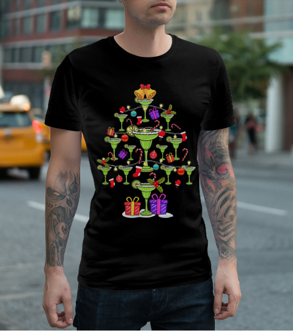 Margarita Christmas Tree With Mexican Holiday Decorations T-Shirt