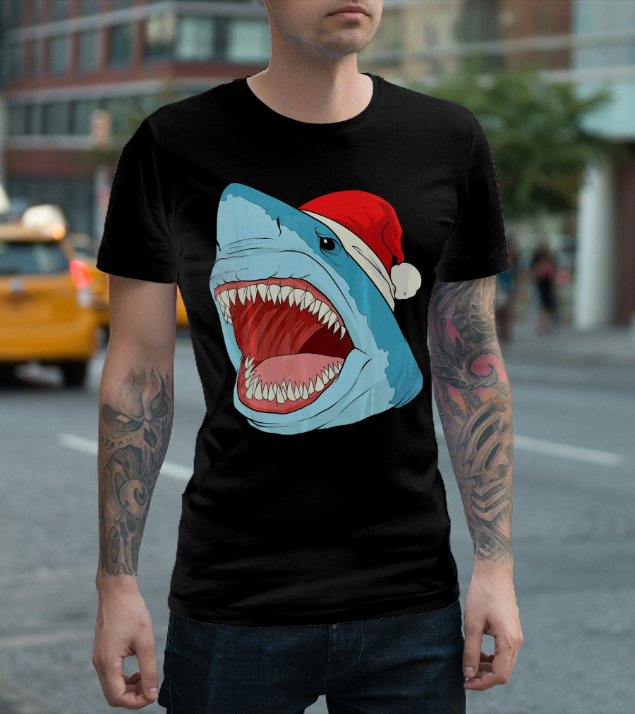 Santa Jaws Cool Christmas Shark Holiday Humor T-Shirt