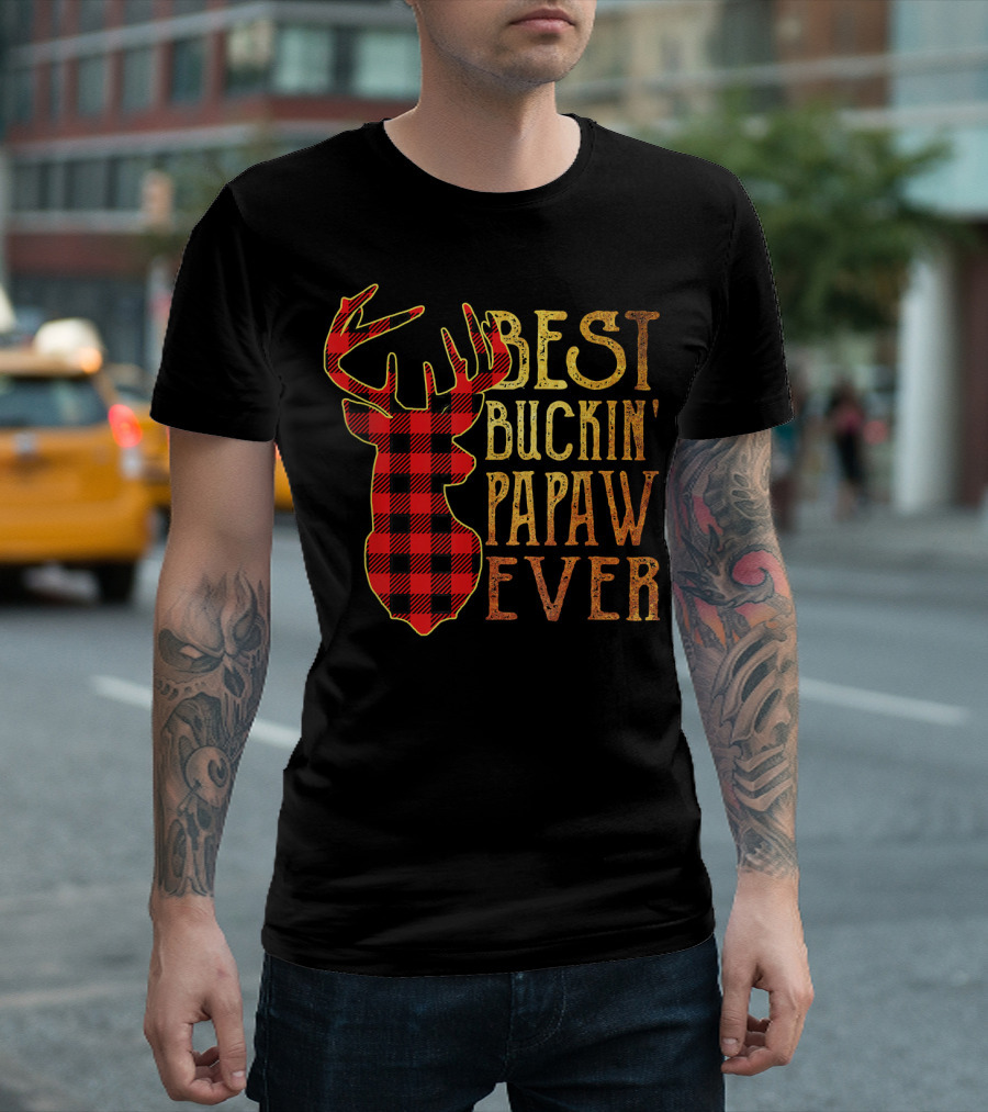 Best Buckin' Papaw Ever Reindeer Plaid T-Shirt