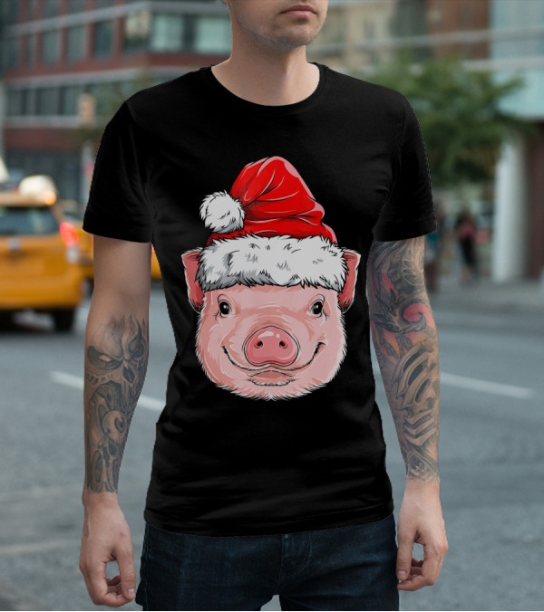 Pig Santa Christmas Santa Hat T-Shirt