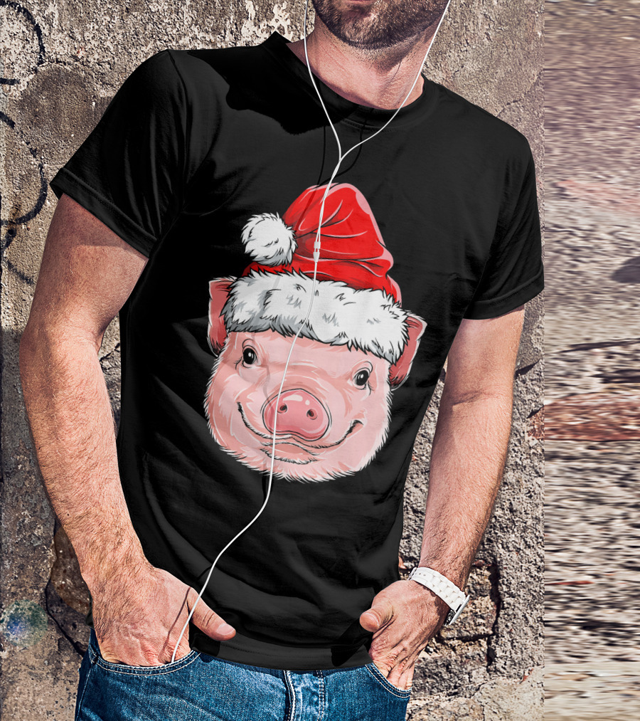 Pig Santa Christmas Santa Hat T-Shirt