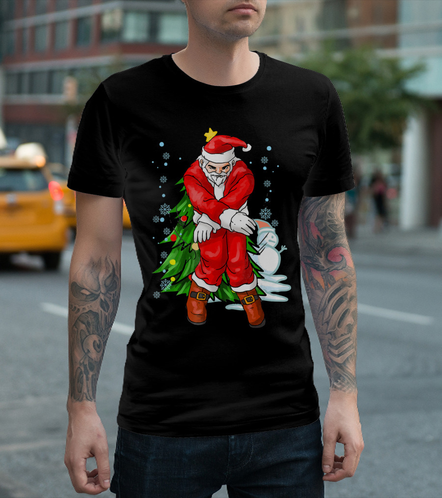 Santa Claus Funny Dance Holiday Christmas Tree Snowman T-Shirt