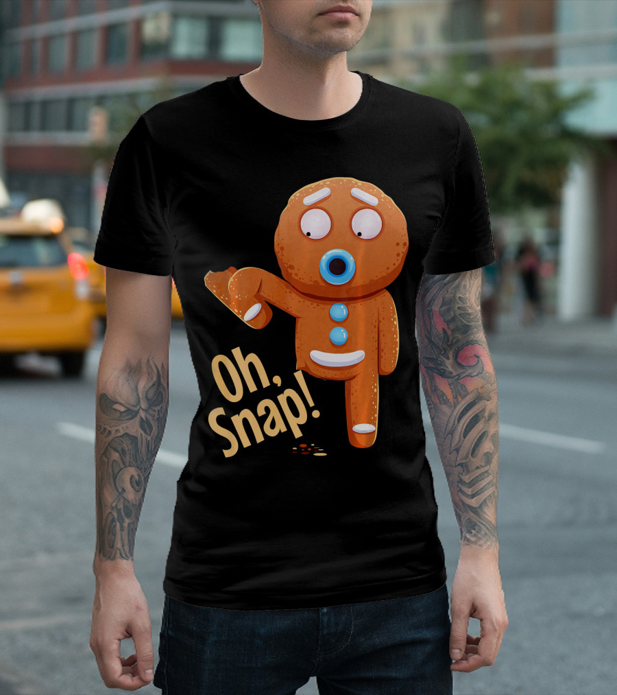 Oh Snap Gingerbread Cookie Cartoon With Missing Leg And Shocked Expression T-Shirt