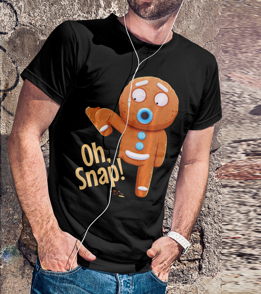 Oh Snap Gingerbread Cookie Cartoon With Missing Leg And Shocked Expression T-Shirt
