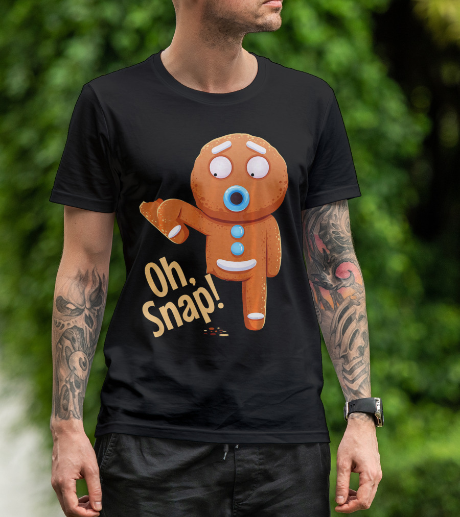 Oh Snap Gingerbread Cookie Cartoon With Missing Leg And Shocked Expression T-Shirt