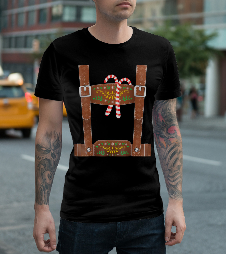 Christmas Elf Lederhosen Candy Cane T-Shirt