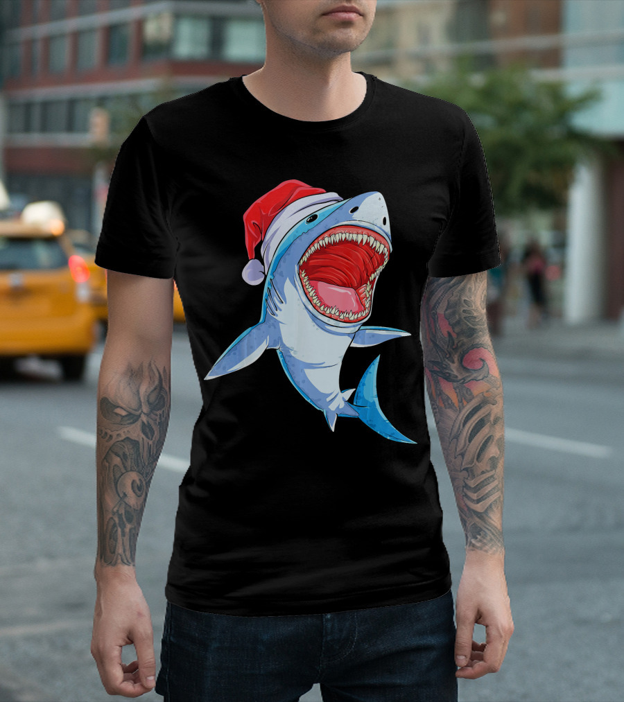 Christmas Kids Santa Shark T-Shirt