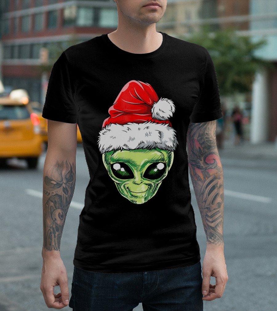 Alien Santa Christmas Hat T-Shirt