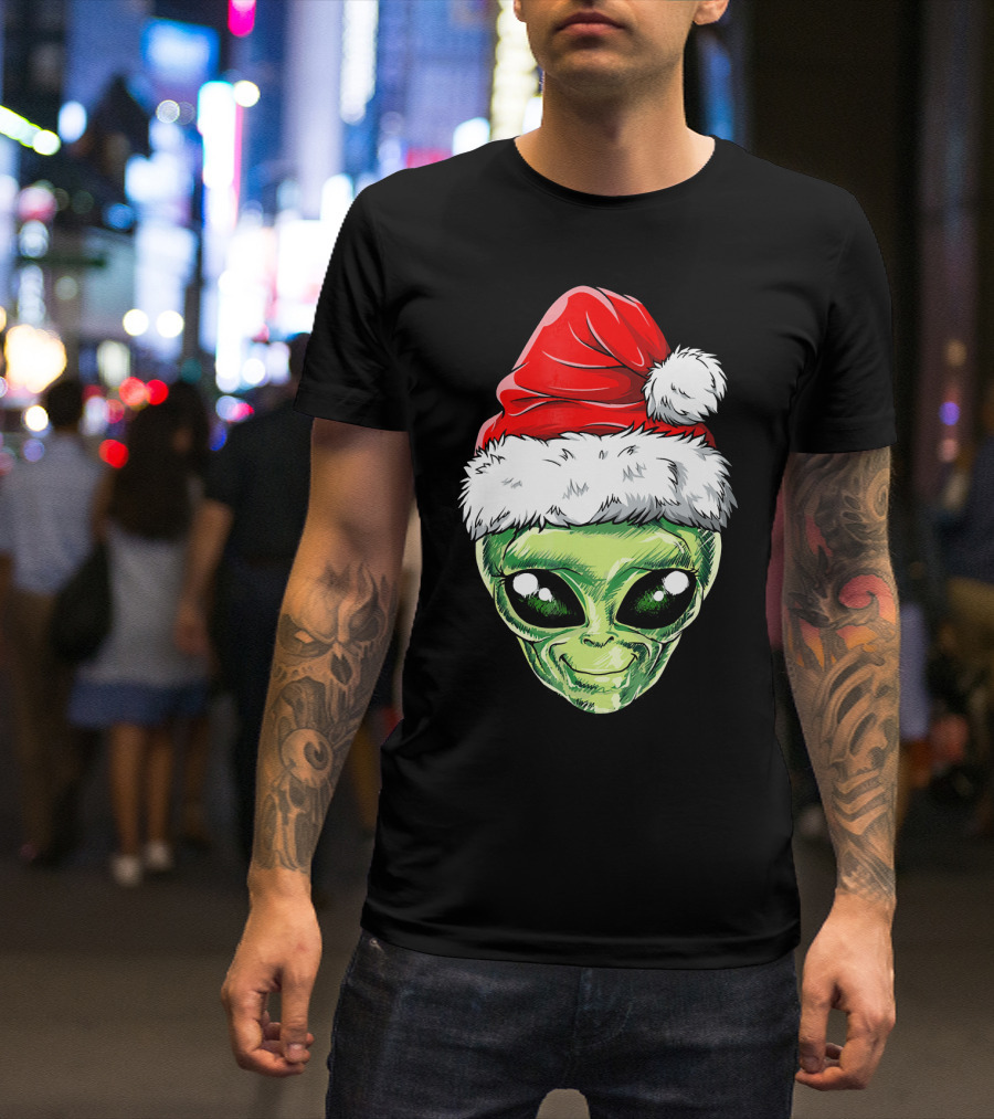 Alien Santa Christmas Hat T-Shirt