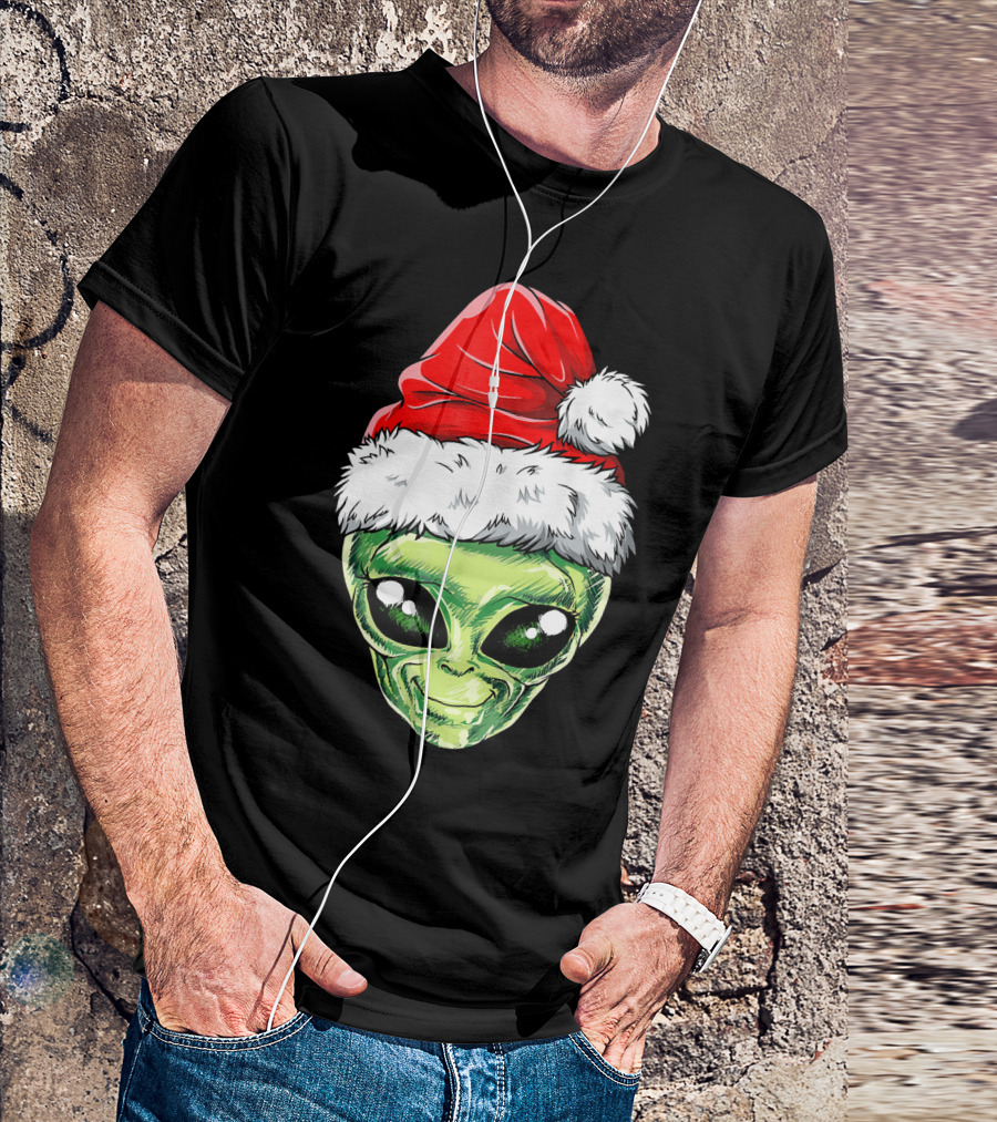 Alien Santa Christmas Hat T-Shirt