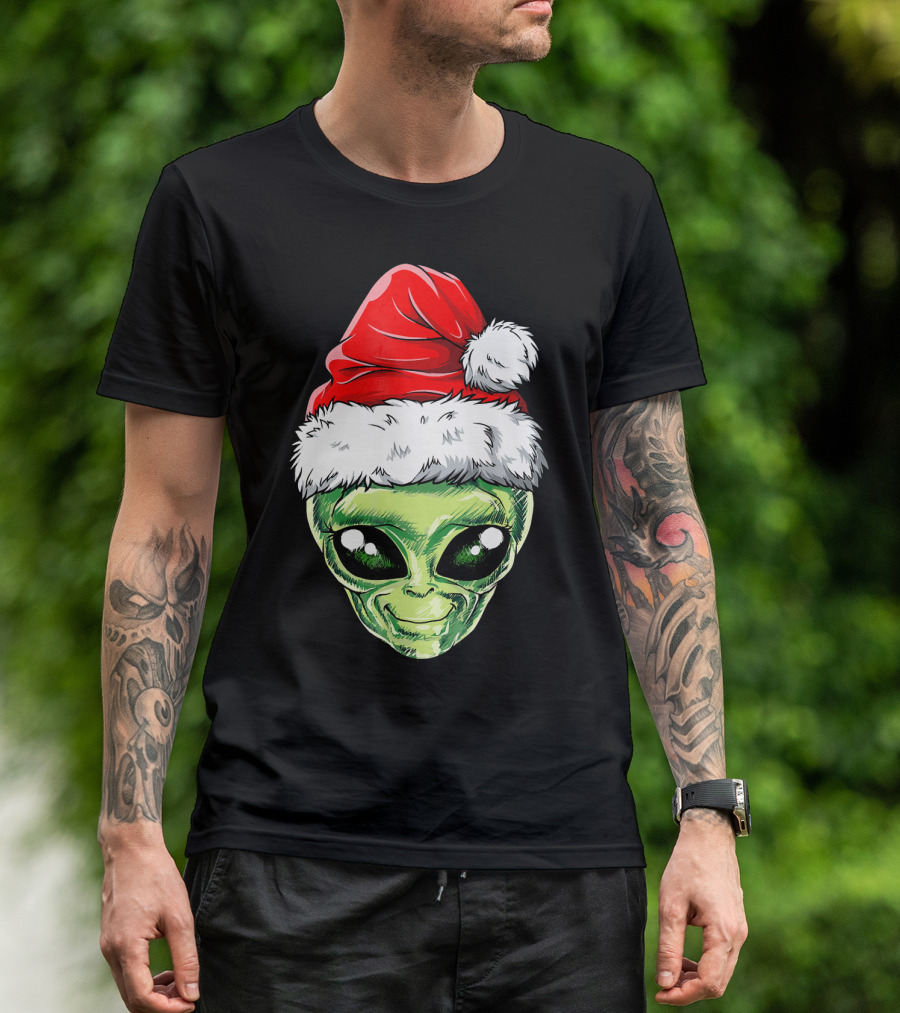 Alien Santa Christmas Hat T-Shirt