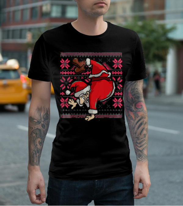 Ugly Christmas Santa Handstand T-Shirt