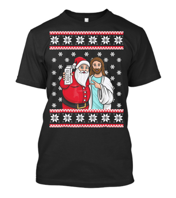 Christmas Drinking Party Santa Jesus Cheers Coq T-Shirt
