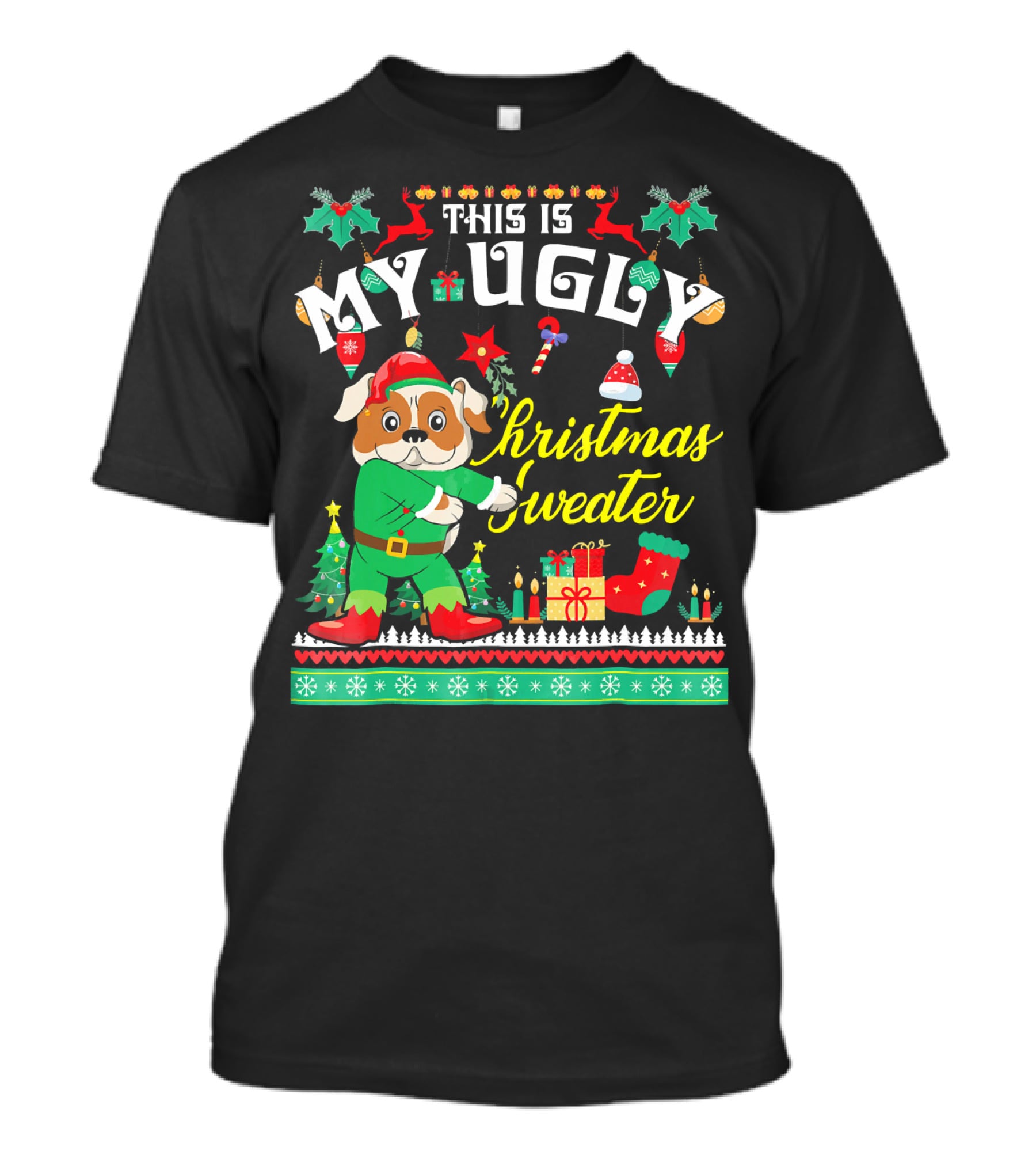 This Is My Ugly Christmas Sweater English Bulldog T-Shirt
