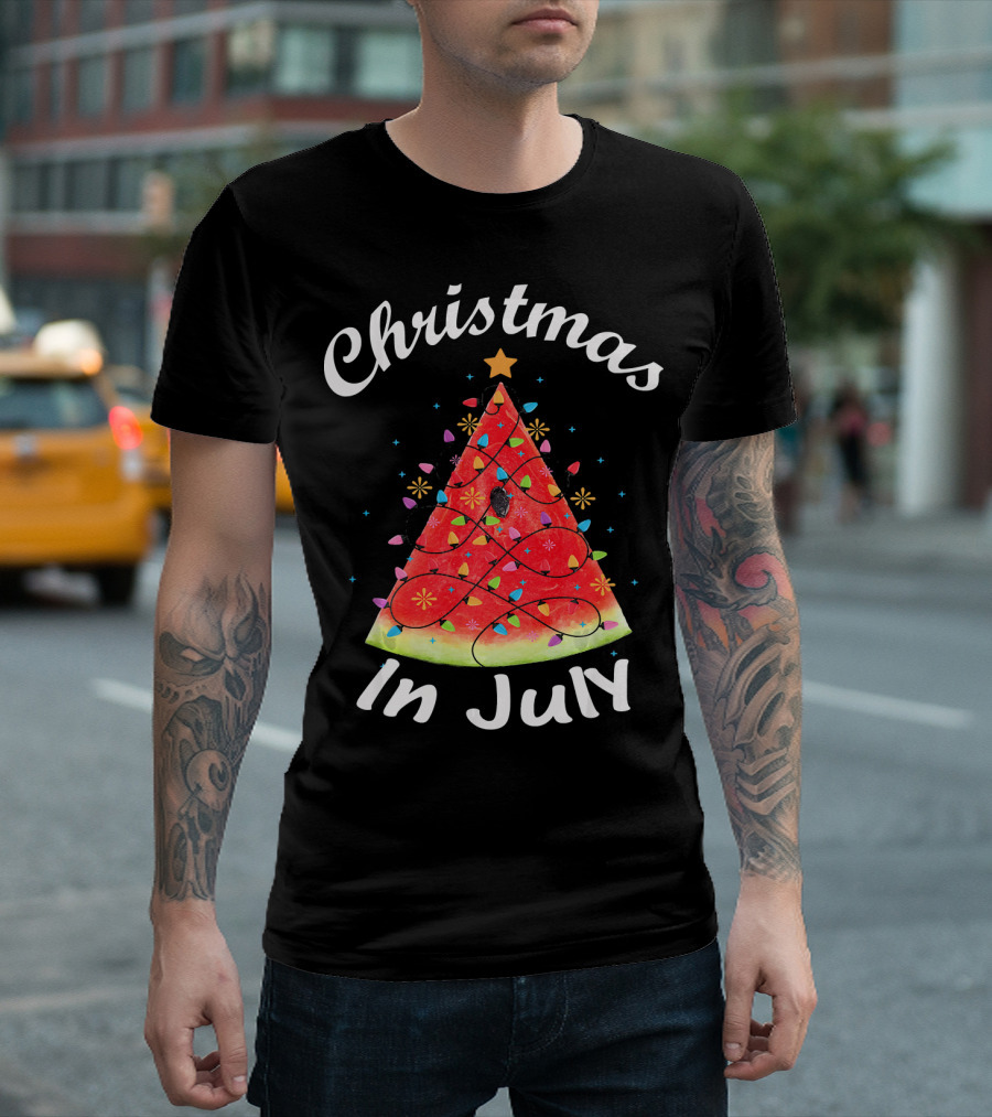 Christmas In July Watermelon Tree Lights T-Shirt
