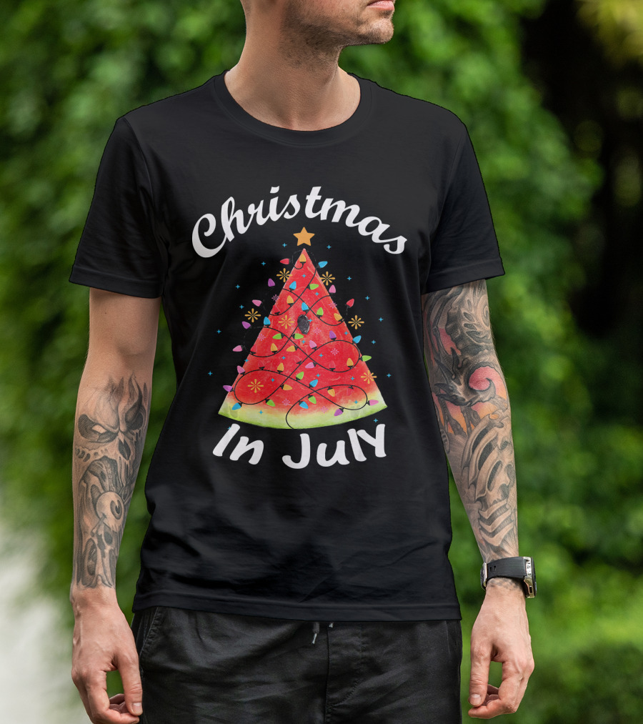 Christmas In July Watermelon Tree Lights T-Shirt