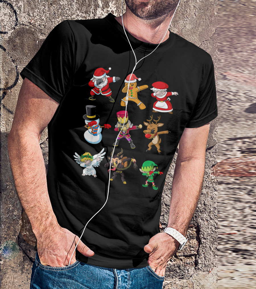 Christmas Dabbing Squad Santa Gingerbread Mrs. Claus Snowman Nutcracker Reindeer Angel Krampus Elf T-Shirt