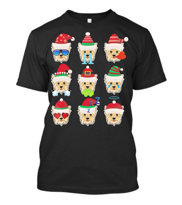 YORKIE POO Dog Santa Claus Costume Merry Faces Christmas Moods T-Shirt