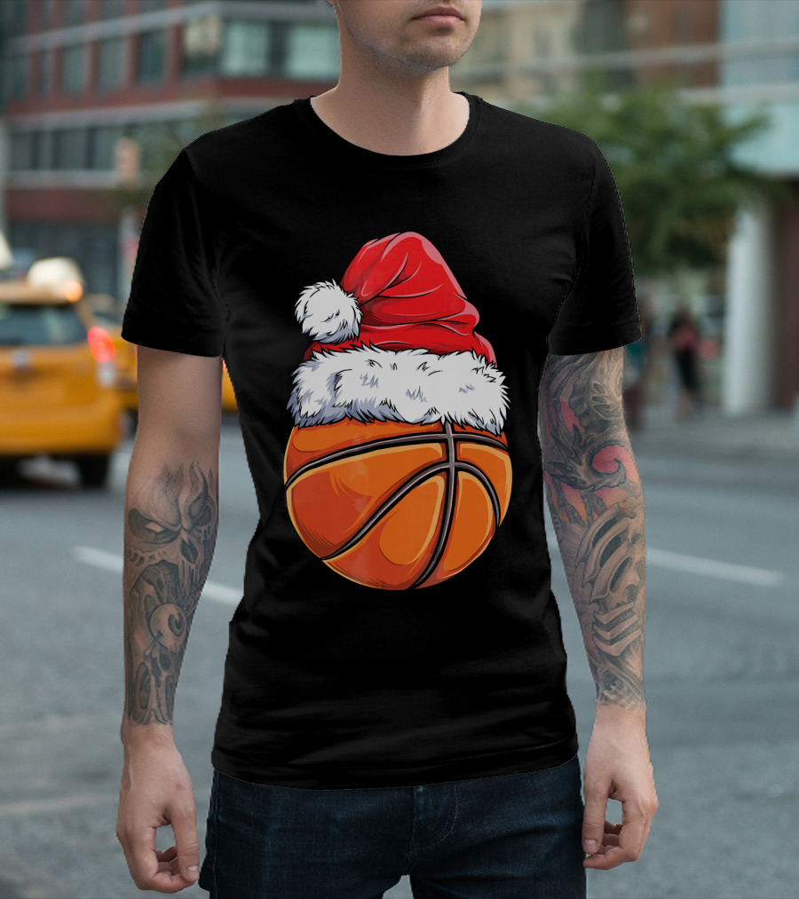 Basketball Santa Hat T-Shirt