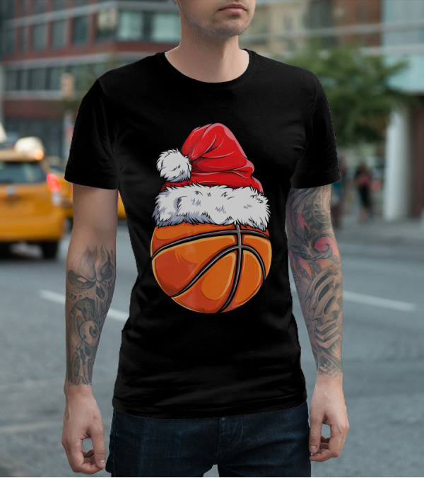 Basketball Santa Hat T-Shirt