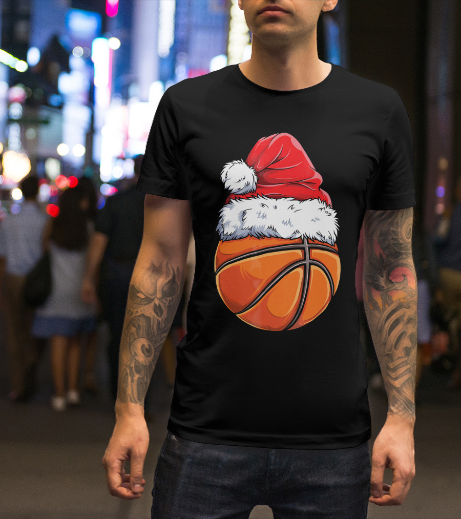Basketball Santa Hat T-Shirt