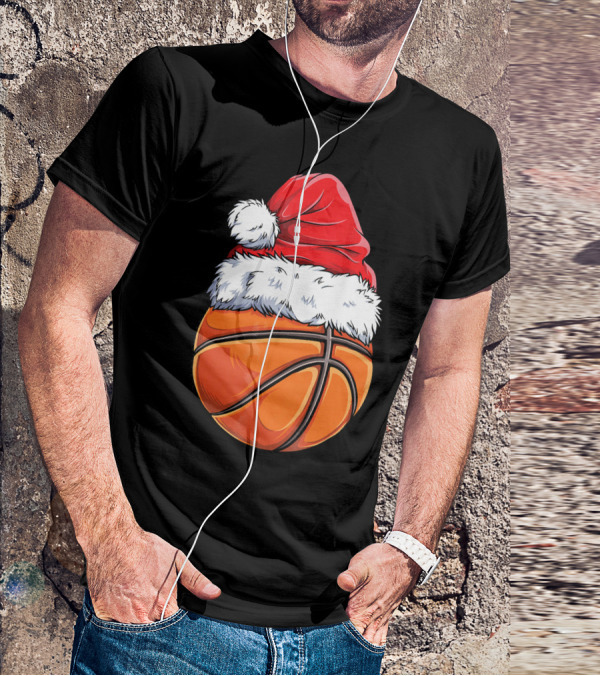 Basketball Santa Hat T-Shirt