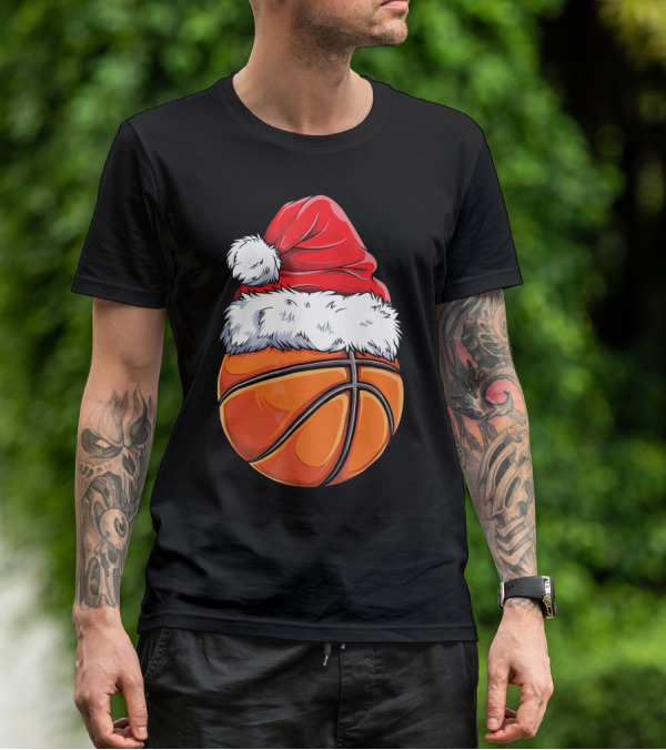 Basketball Santa Hat T-Shirt