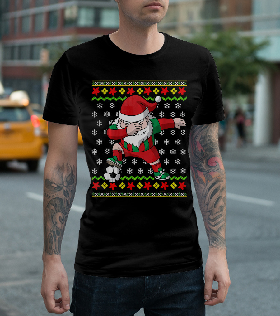 Santa Claus Dab Soccer Christmas Dabbing Ugly T-Shirt