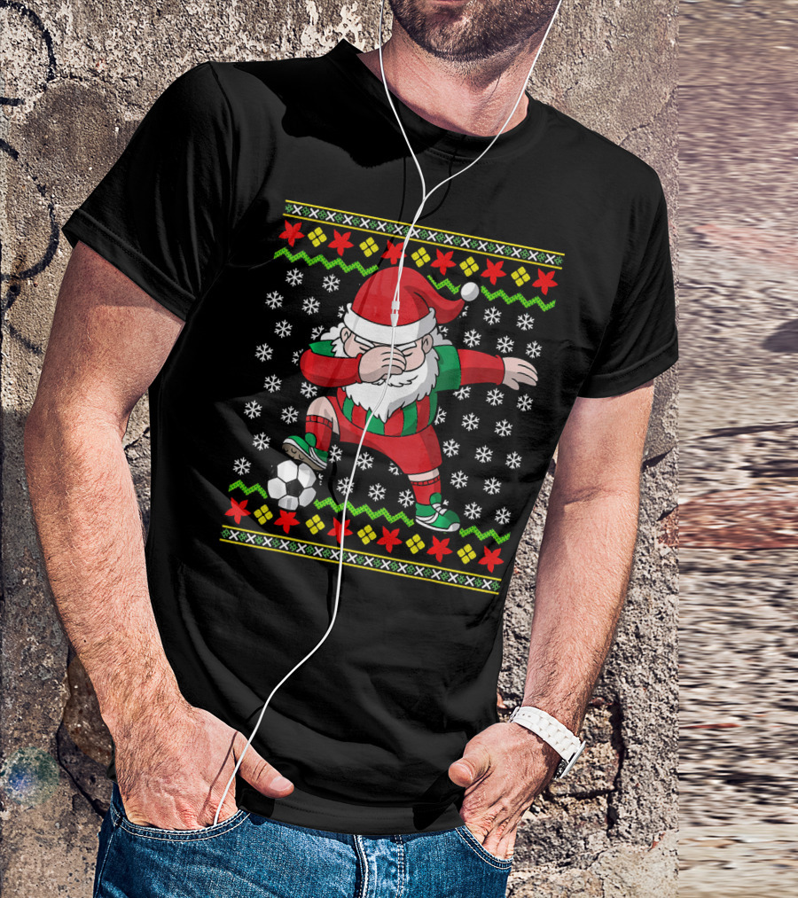Santa Claus Dab Soccer Christmas Dabbing Ugly T-Shirt