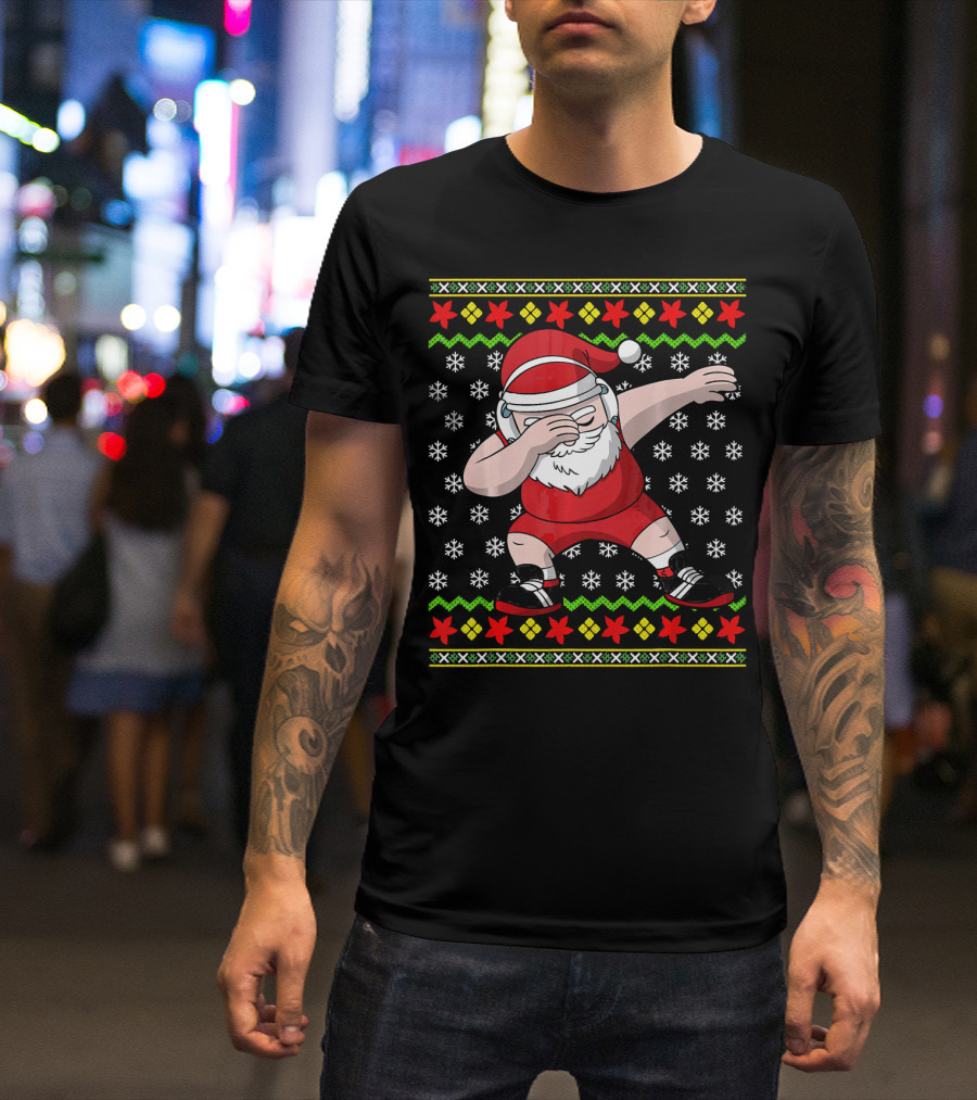 Wrestling Ugly Christmas Santa Dabbing Wrestler T-Shirt