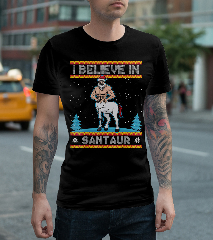 I Believe In Santaur Santa Centaur Christmas T-Shirt
