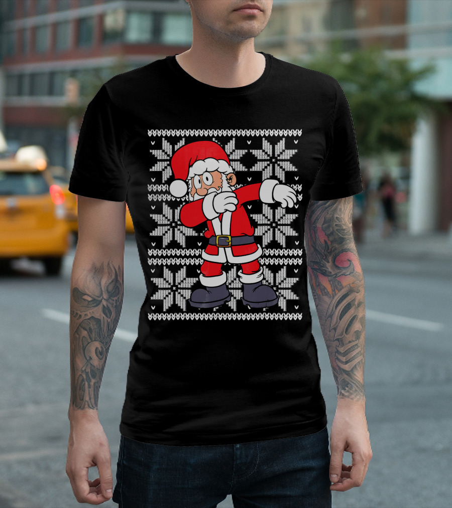 UGLY CHRISTMAS Dabbing Santa Dab Snowflake T-Shirt