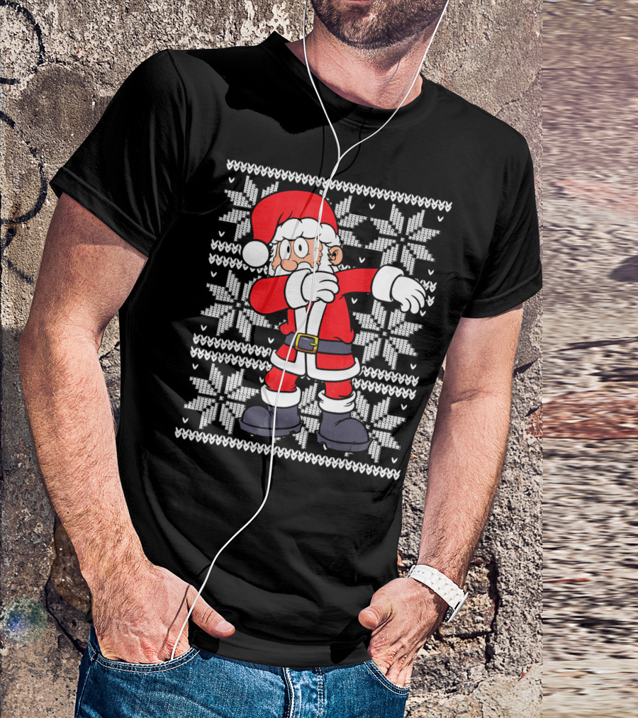 UGLY CHRISTMAS Dabbing Santa Dab Snowflake T-Shirt